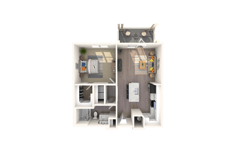 Floor plan for 1 bed, 1 bath, 790 sqft